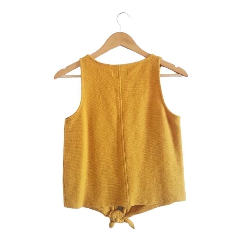 Madewell Texture & Thread Button-Front Tie Tank Top- Size Small Mustard Yellow - Picture 3 of 5
